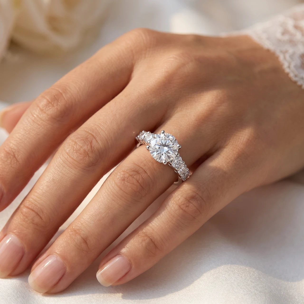 Certified 3 Ct Diamond Engagement Ring 14k White Gold Lab Grown (G-H, VS2-SI1)