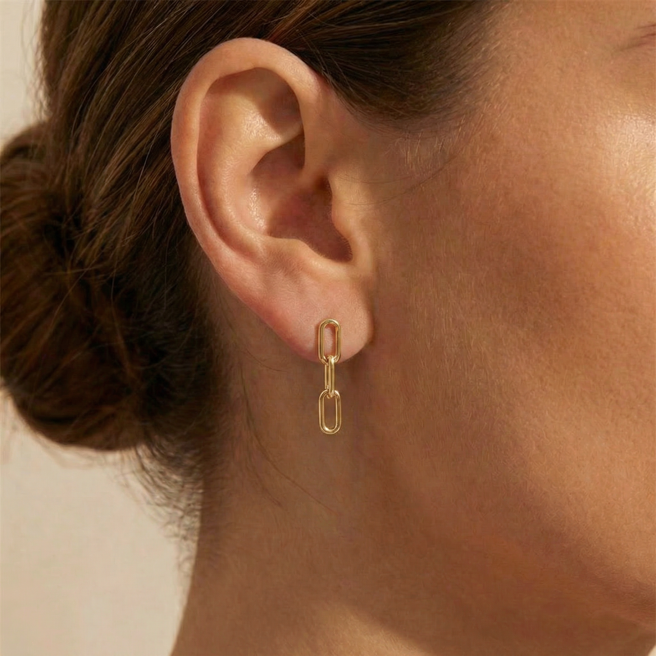 14k Yellow Gold Clip Dangle Women's Earrings 3/4" Tall