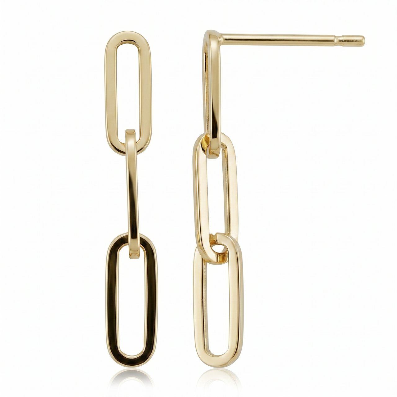 14k Yellow Gold Clip Dangle Women's Earrings 3/4" Tall