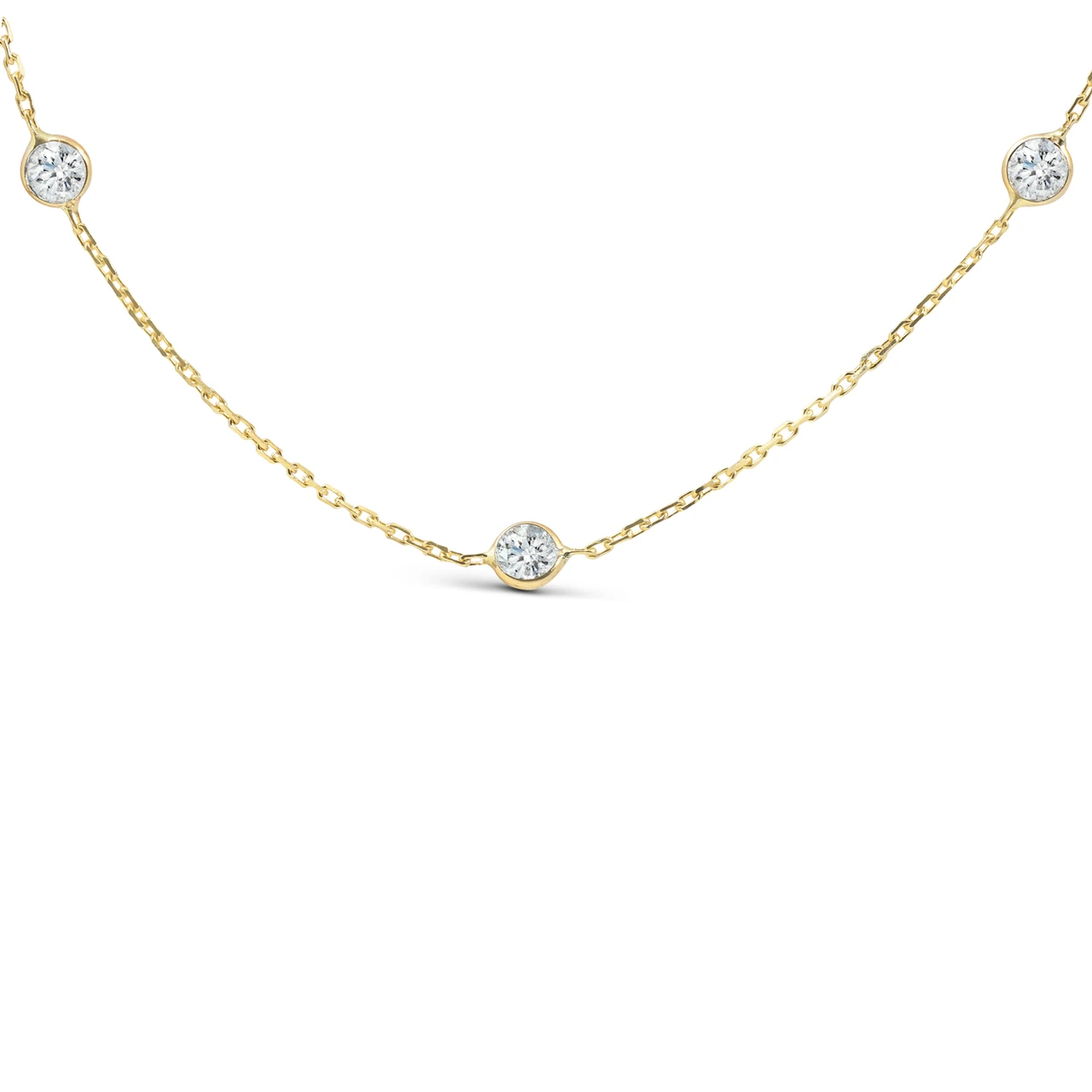 4Ct Diamonds By The Yard Necklace 14K Yellow Gold Lab Grown Station Pendant (E-F, VS)