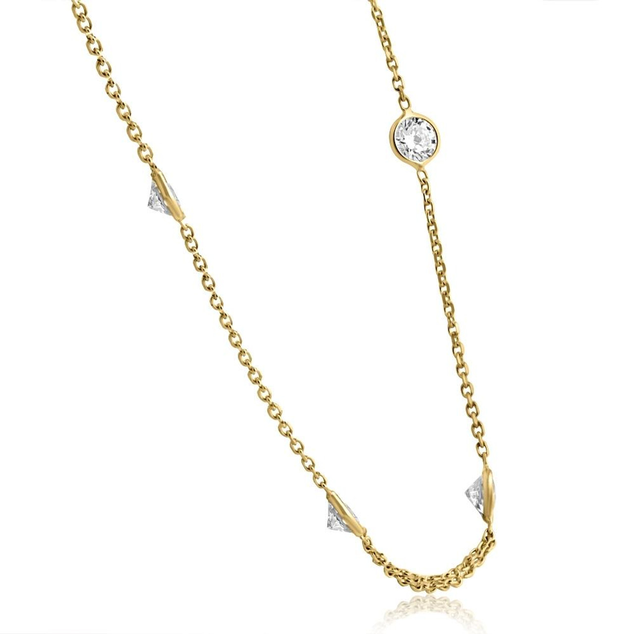 Suzy Levian 14K Gold .63ctw Diamond Clover By The Yard Necklace - 20923420  | HSN