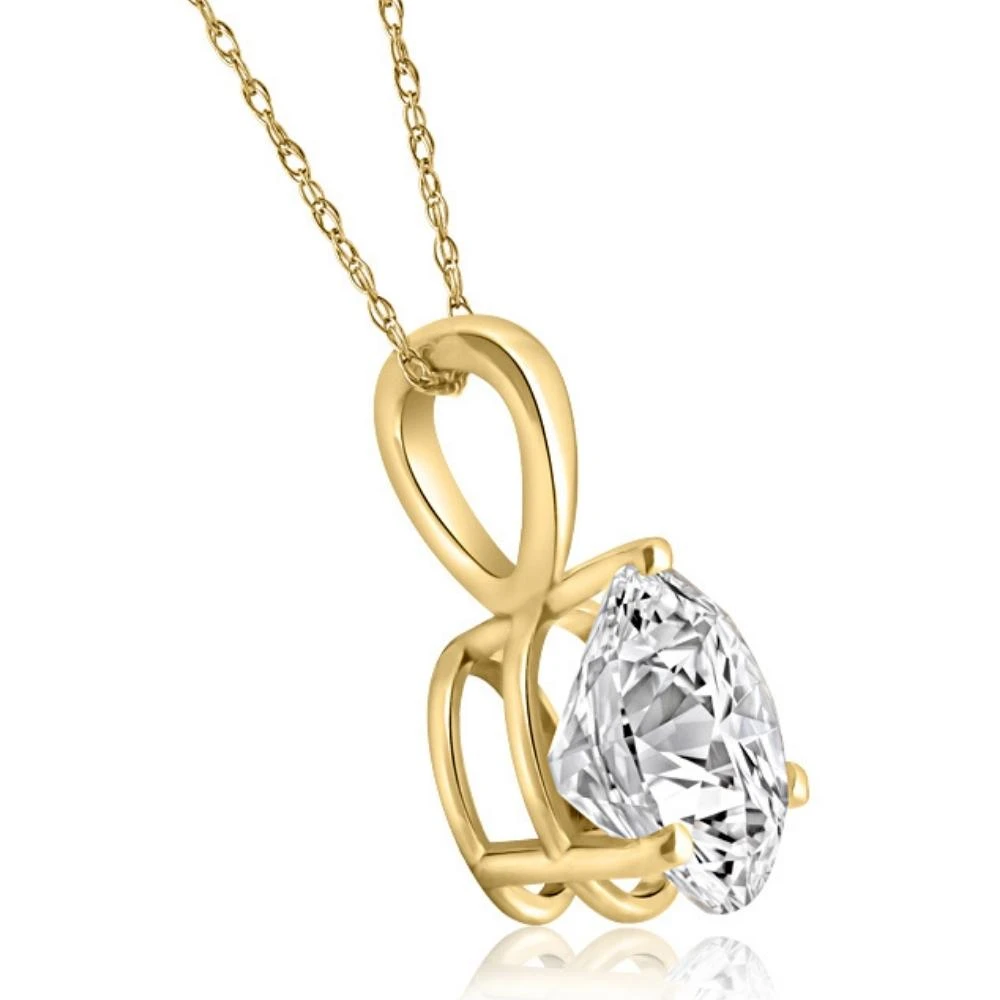 2Ct Pear Shape Diamond Solitaire Necklace 14k Yellow Gold Pendant Lab Grown (H-I, VS)