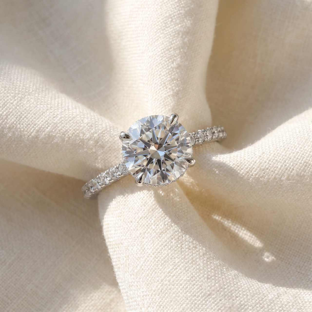 3 1/2Ct Diamond Engagement Ring Side Halo14k White Yellow or Rose Gold Lab Gold (F-G, SI)