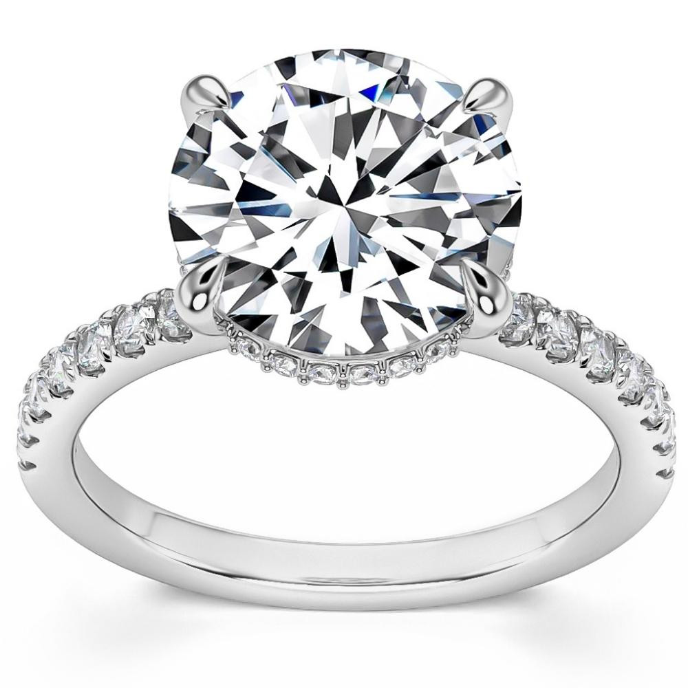 3 1/2Ct Diamond Engagement Ring Side Halo14k White Yellow or Rose Gold Lab Gold (F-G, SI)