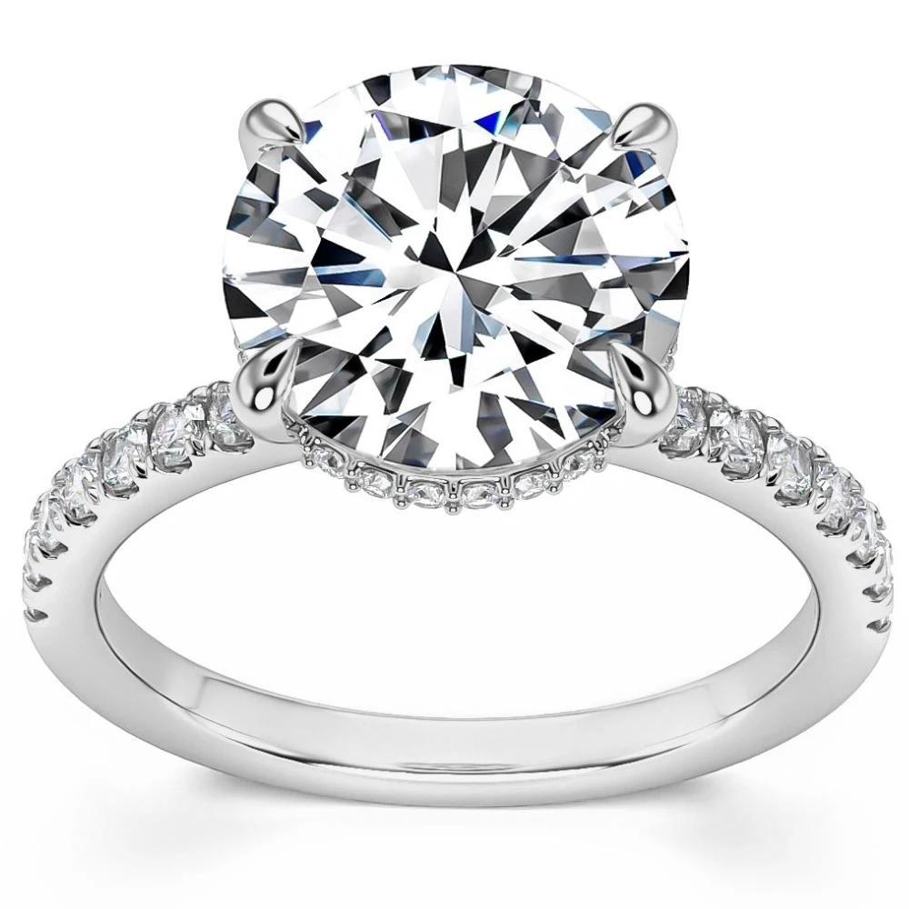 3 1/2Ct Diamond Engagement Ring Side Halo14k White Yellow or Rose Gold Lab Gold (F-G, SI)