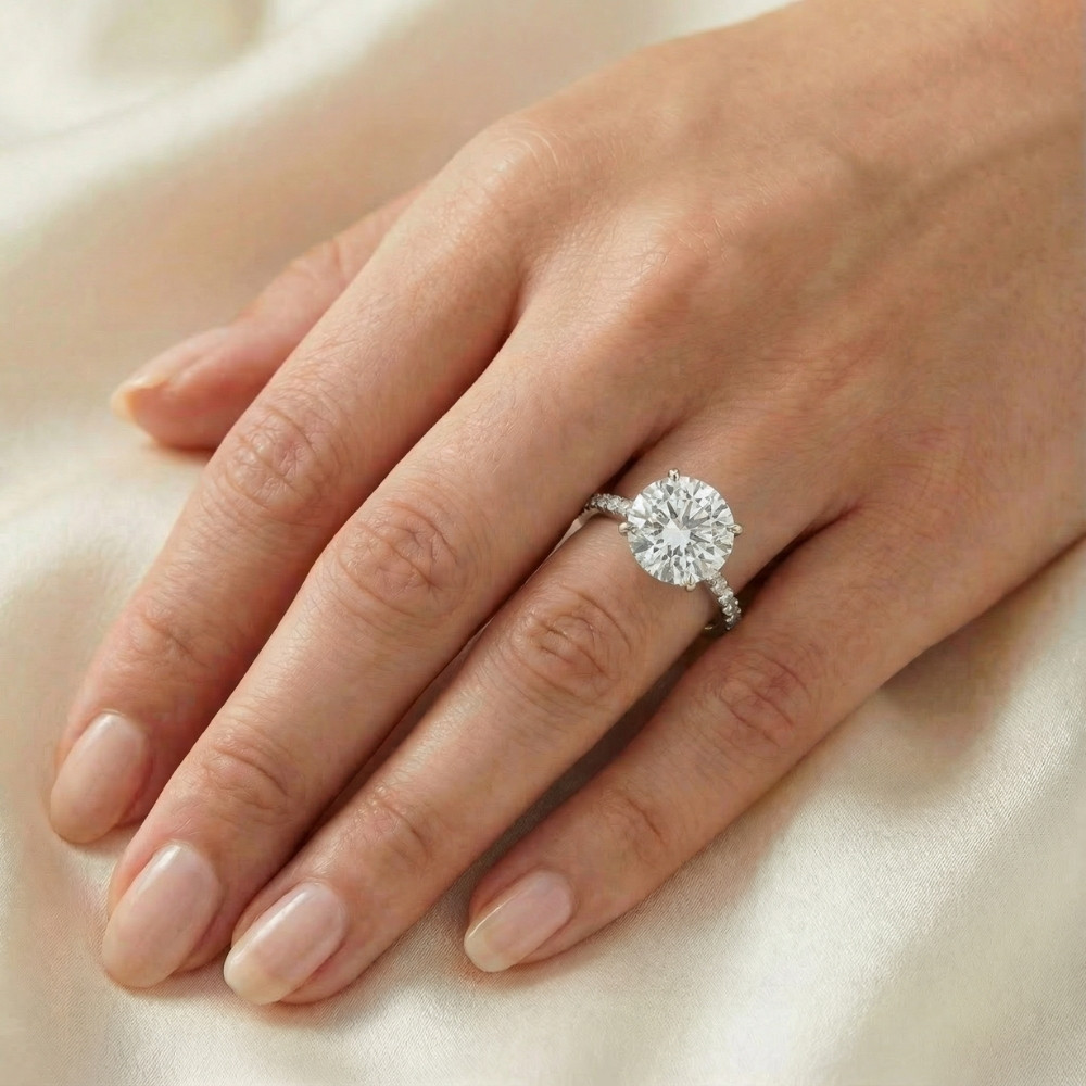 3 1/2Ct Diamond Engagement Ring Side Halo14k White Yellow or Rose Gold Lab Gold (F-G, SI)
