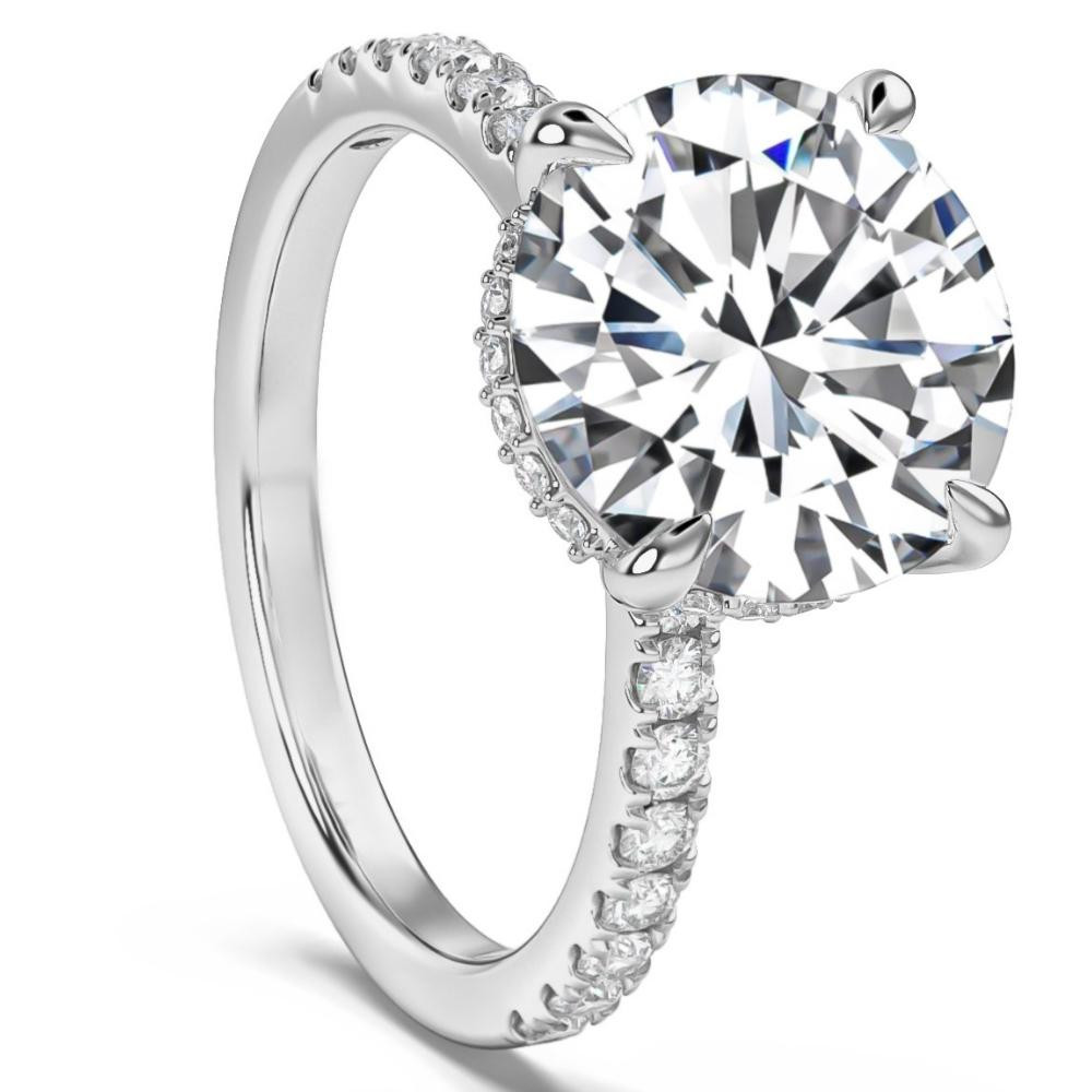 3 1/2Ct Diamond Engagement Ring Side Halo14k White Yellow or Rose Gold Lab Gold (F-G, SI)