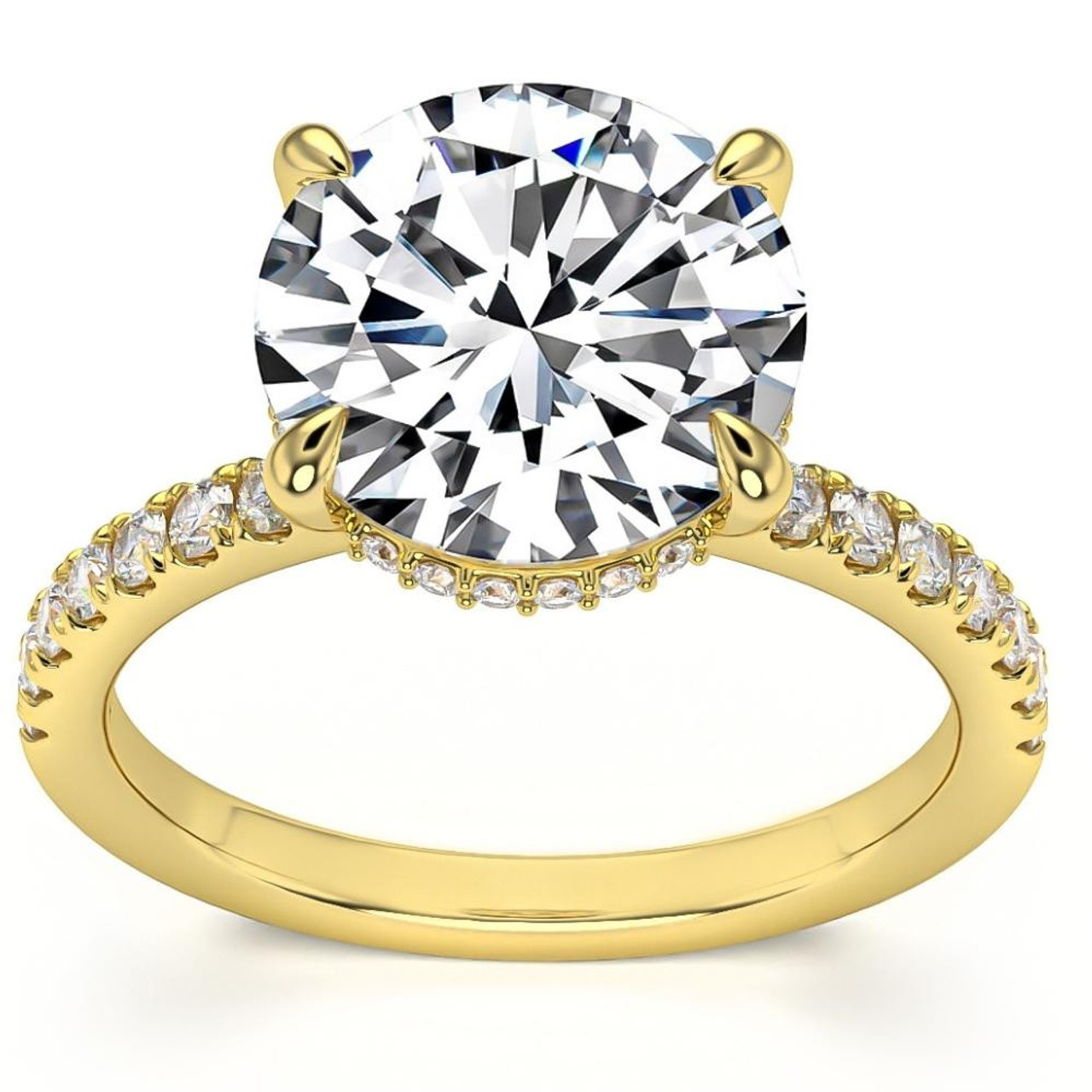 3 1/2Ct Diamond Engagement Ring Side Halo14k White Yellow or Rose Gold Lab Gold (F-G, SI)