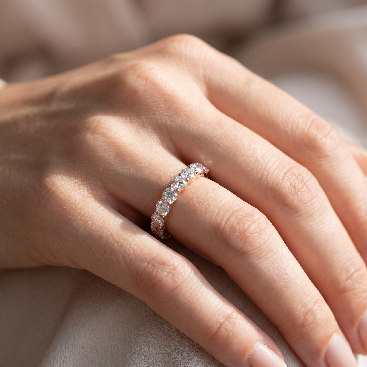 2ct Diamond Eternity Ring 14K Rose Gold (G-H, I1)