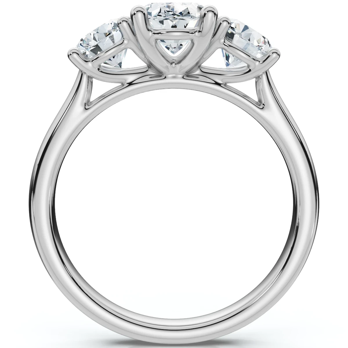 2Ct TWW Oval Lab Grown 3-Stone Diamond Engagement Ring in White or Yellow Gold (G-H, VS)