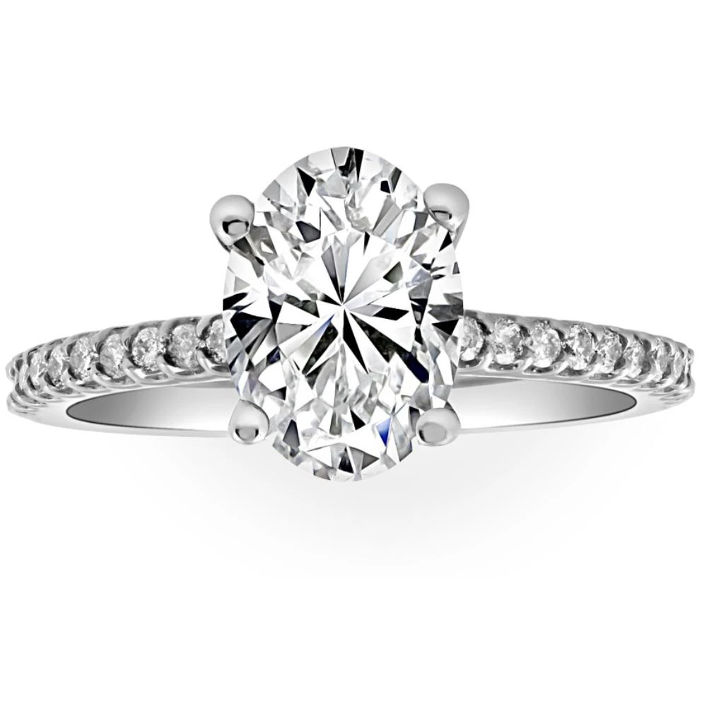 2 1/2Ct Oval Lab Grown Diamond Engagement Ring in 14k White or Yellow Gold (G-H, VS)