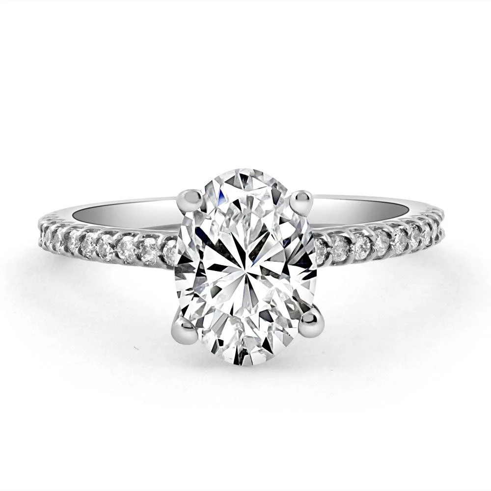 2 1/2Ct Oval Lab Grown Diamond Engagement Ring in 14k White or Yellow Gold (G-H, VS)