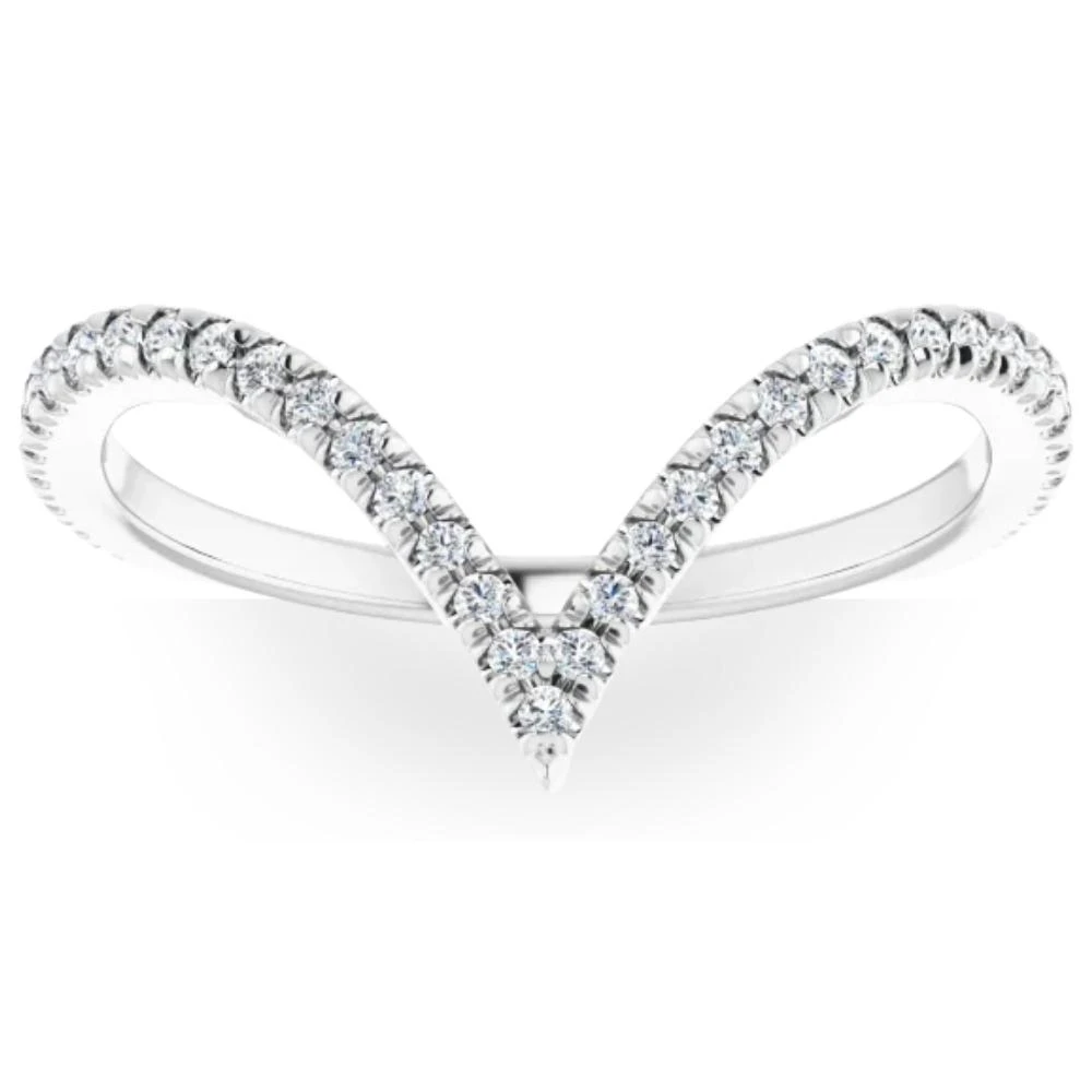 1/4Ct Diamond V Shape Ring Contour Stackable Band in White, Yellow, or Rose Gold (G-H, I1)