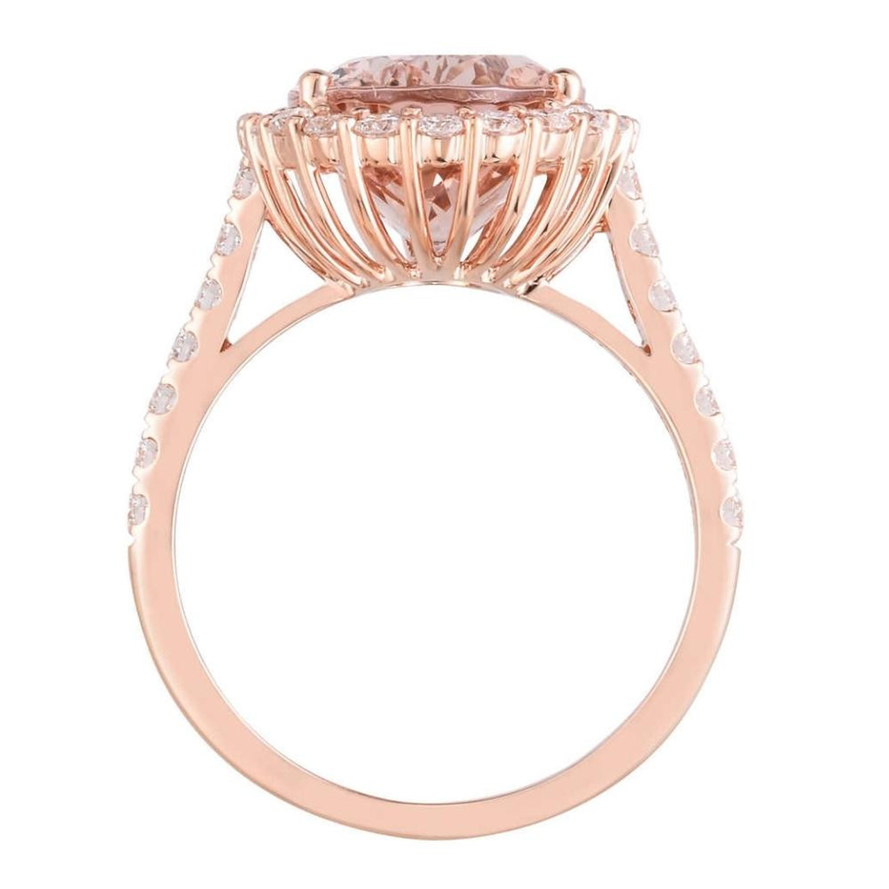 5 Ct Pink Topaz & Diamond Halo Ring in 10k Rose Gold (G-H, VS) 5 Ct Pink Topaz & Diamond Halo Ring in 10k Rose Gold (G-H, VS)