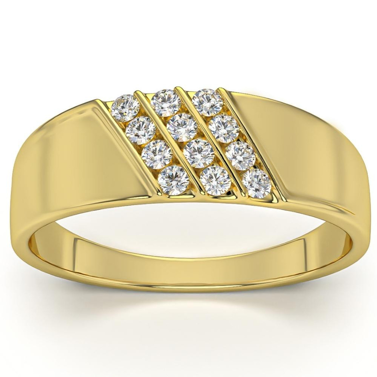 1/5Ct Multi Row Men's Diamond Polished Ring in White, Yellow, or Rose Gold (G-H, I1) 1/5Ct Multi Row Men's Diamond Polished Ring in White, Yellow, or Rose Gold (G-H, I1)