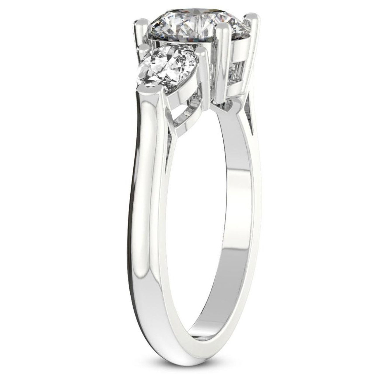 1 3/4Ct Pear Shape Lab Grown Diamond Engagement Ring White, Yellow or Rose Gold (G-H, VS2-SI1)