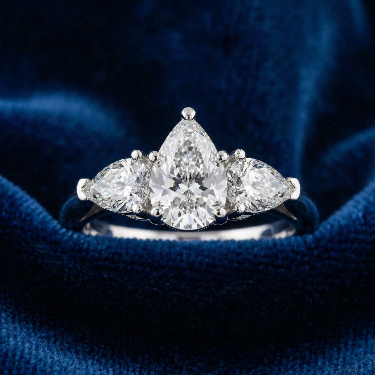 1 3/4Ct Pear Shape Lab Grown Diamond Engagement Ring White, Yellow or Rose Gold (G-H, VS2-SI1)