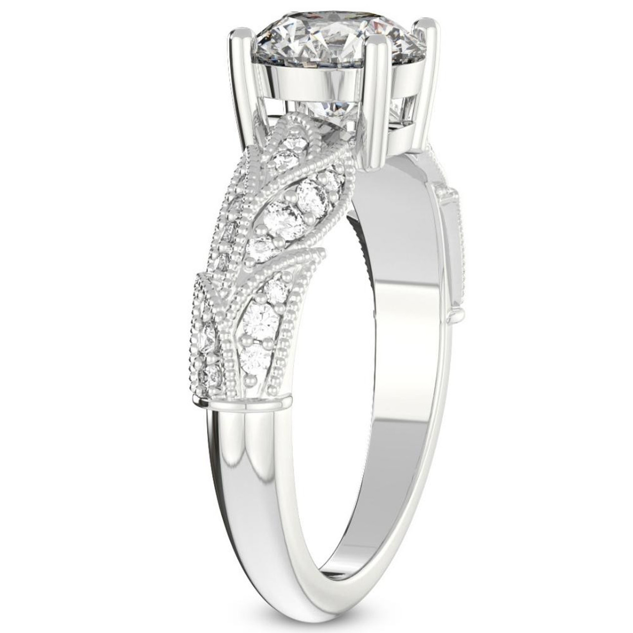 2 1/2Ct Diamond Vintage Lab Grown Engagement Ring White, Yellow or Rose Gold (G-H, VS2-SI1) 2 1/2Ct Diamond Vintage Lab Grown Engagement Ring White, Yellow or Rose Gold (G-H, VS2-SI1)