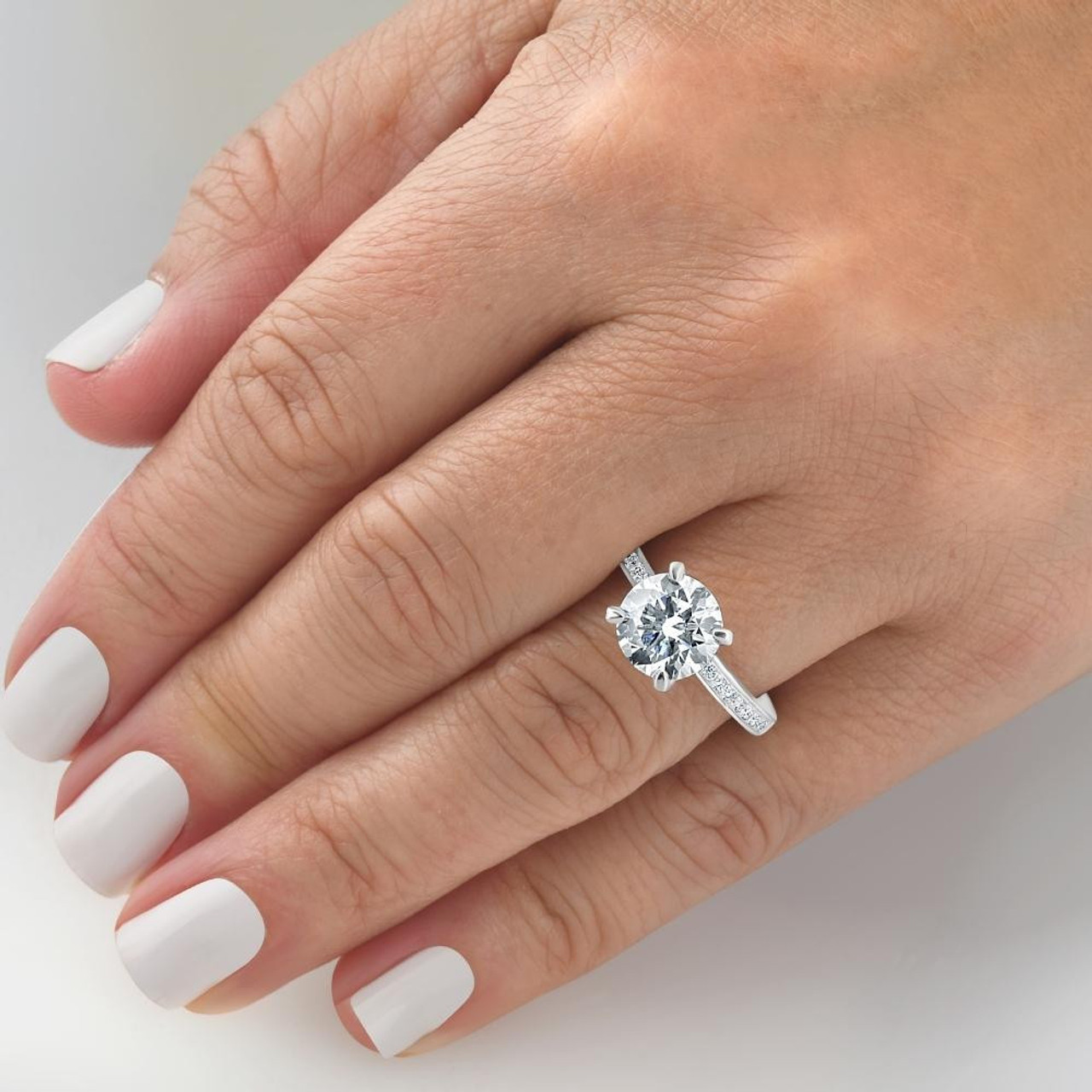 2 1/4Ct Lab Grown Diamond Engagement Ring in White, Yellow, or Rose Gold (F-G, VS) 2 1/4Ct Lab Grown Diamond Engagement Ring in White, Yellow, or Rose Gold (F-G, VS)