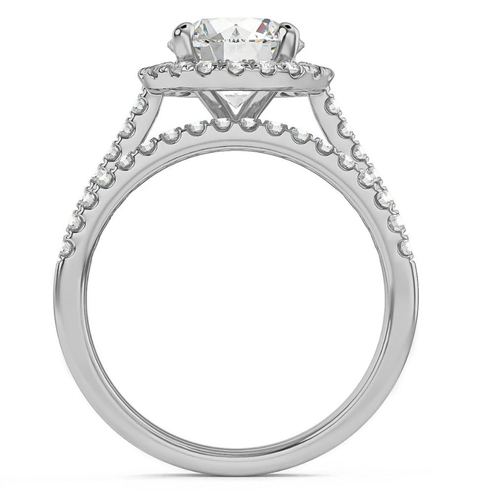 3 1/3Ct Halo Diamond Engagement Lab Grown Ring Set White Yellow or Rose Gold (E-F, VS)