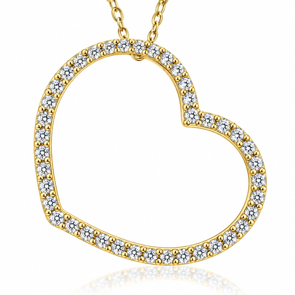 1ct Diamond Large Heart Shape Pendant 10k Yellow Gold (I-J, I1)