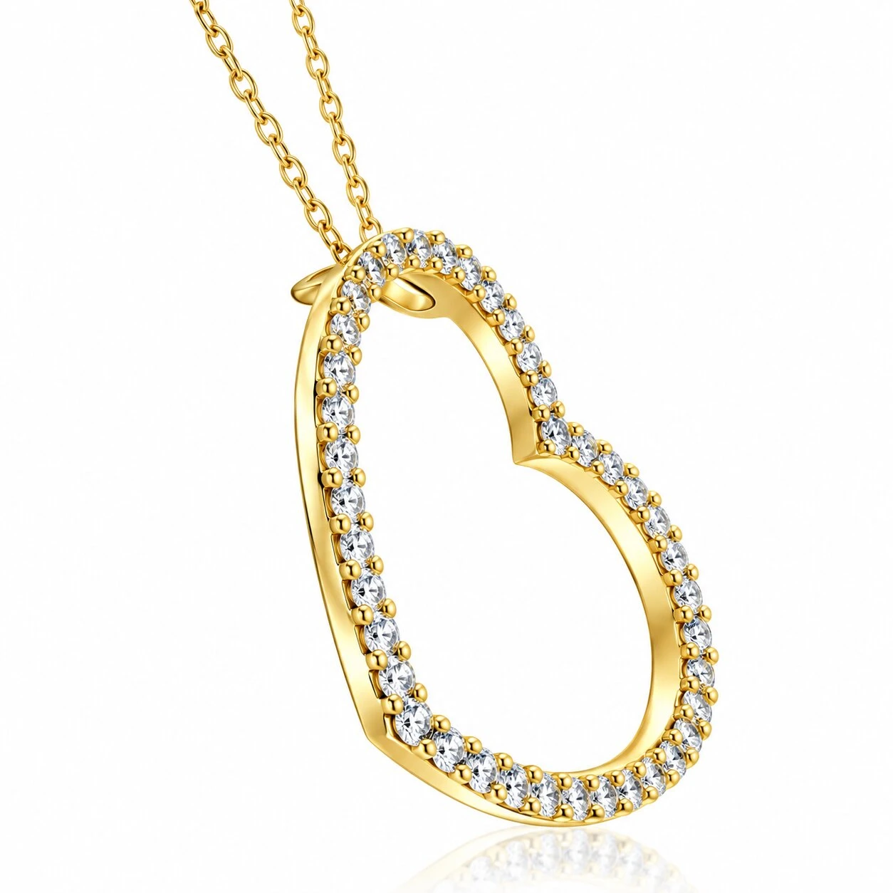 1ct Diamond Large Heart Shape Pendant 10k Yellow Gold (I-J, I1)