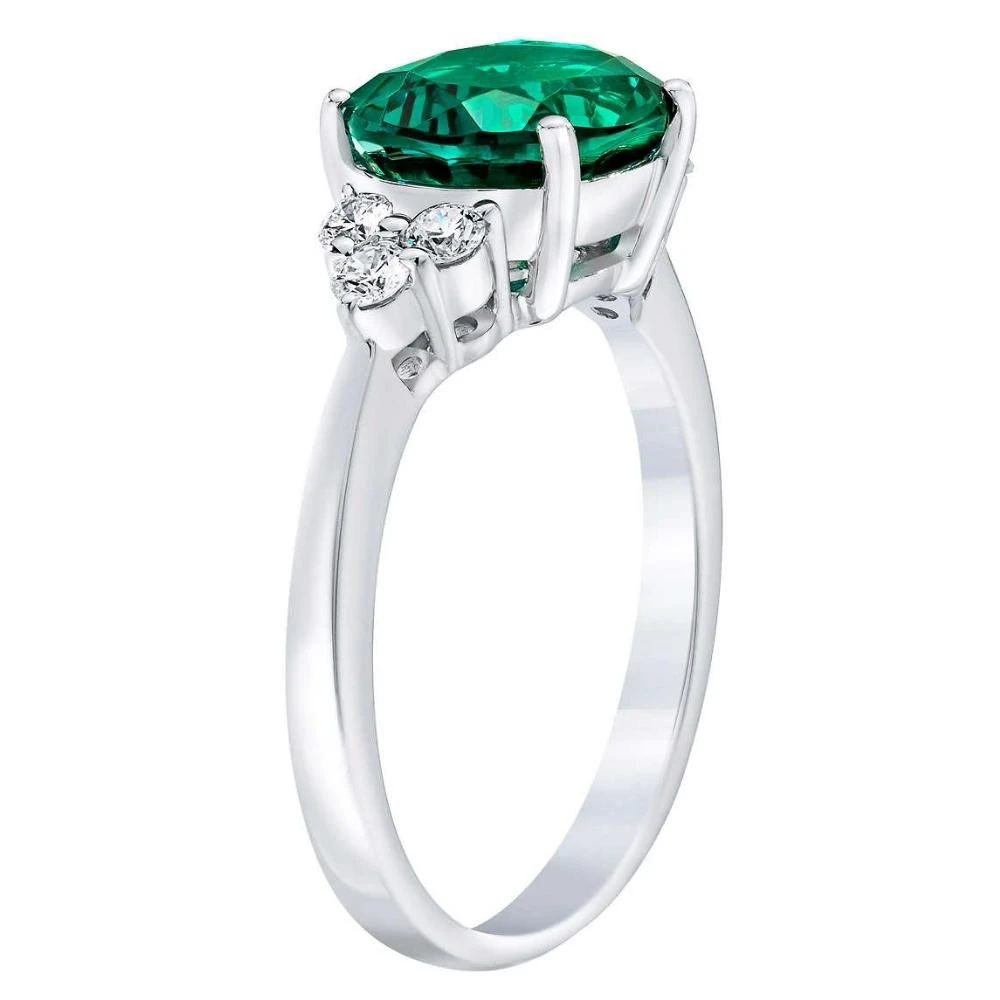 3 1/4Ct Oval Emerald & Lab Grown Diamond Ring in 10k White or Yellow Gold (G-H, VS)