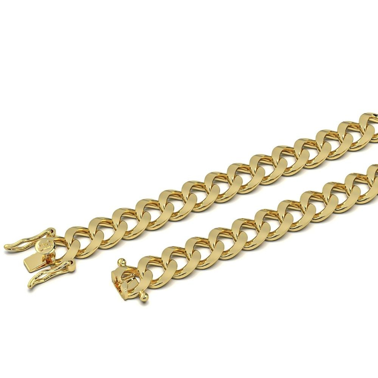 Mens 14k Solid Yellow Gold Cuban Link Chain Necklace 24