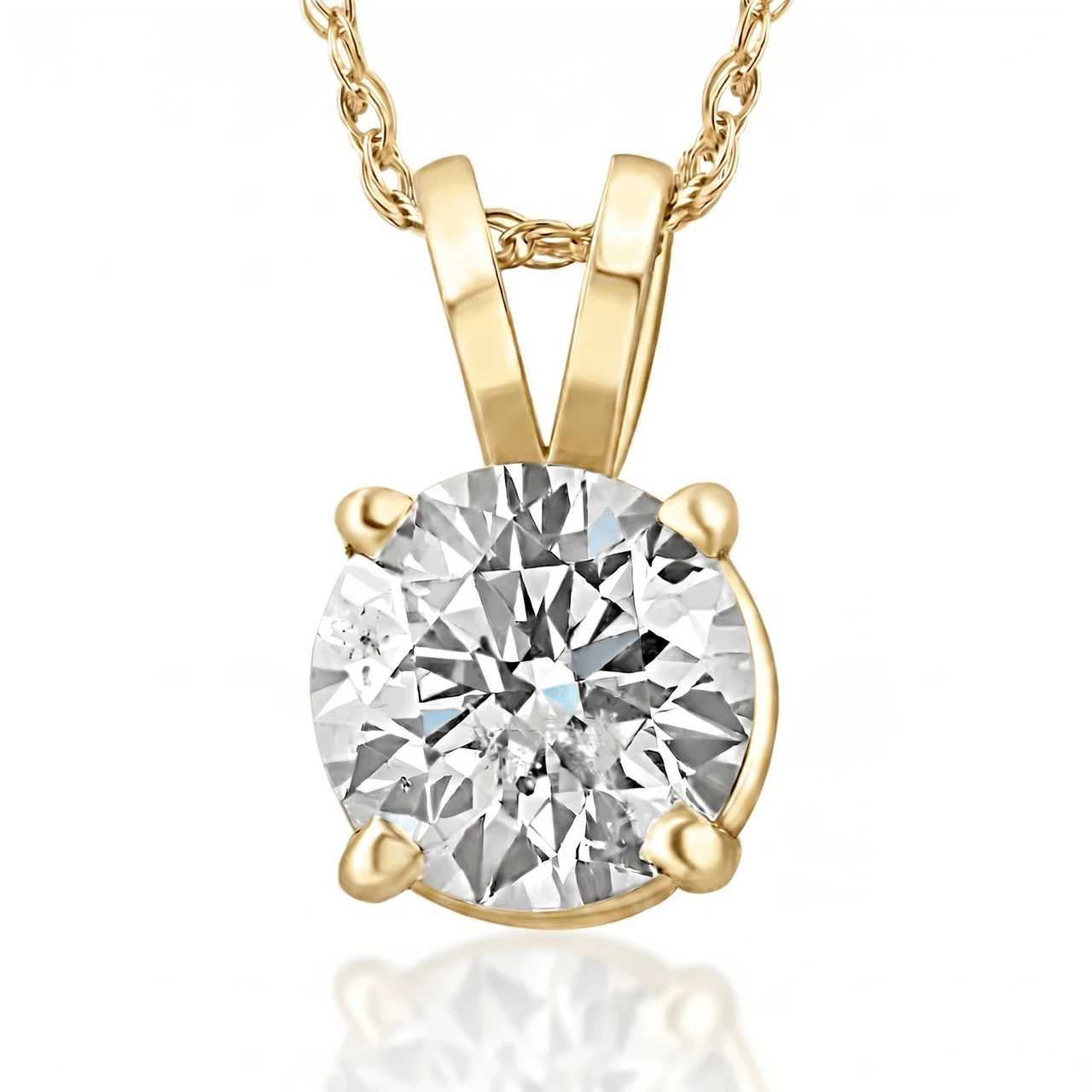 1/4 - 2 Ct T.W. Natural Diamond Solitaire Pendant in 14k White or Yellow Gold (H-I, I2-I3)