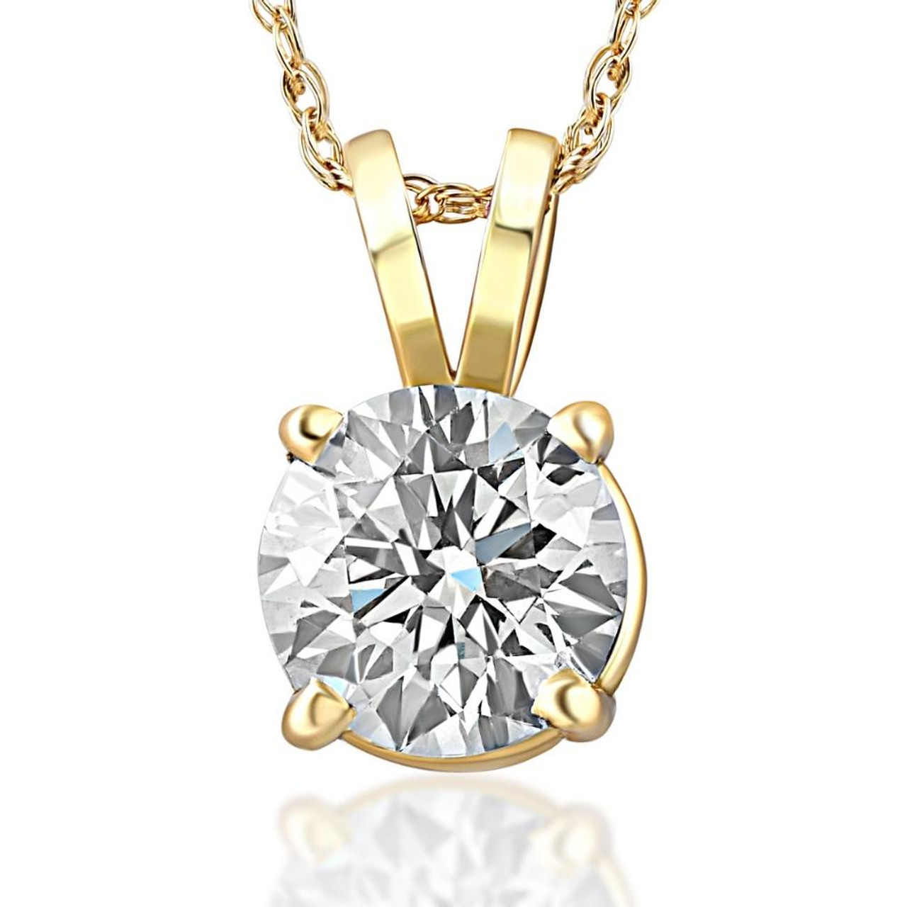 1/4 - 2 Ct T.W. Natural Diamond Solitaire Pendant in 14k White or Yellow Gold (H-I, I2-I3)