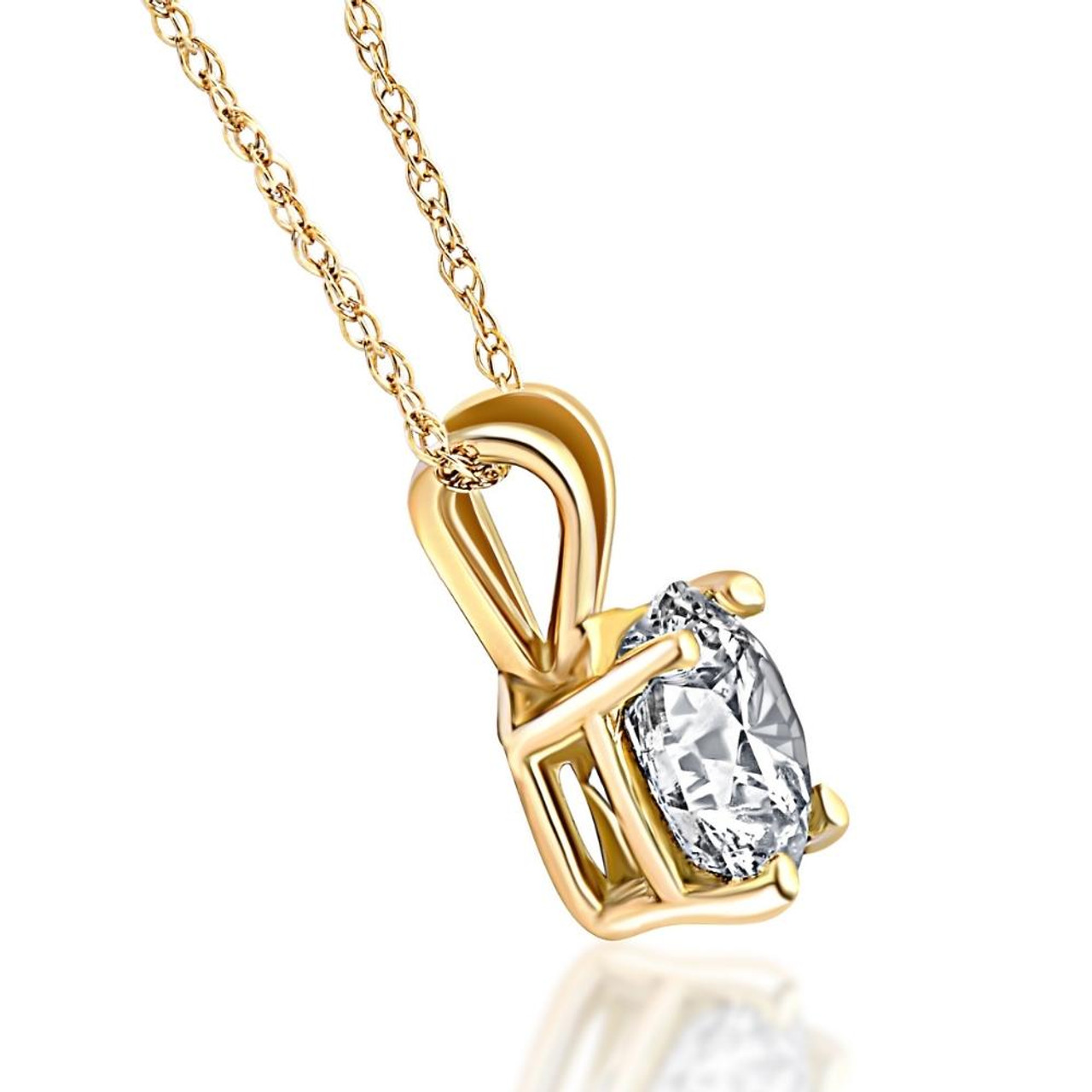 1/4 - 2 Ct T.W. Natural Diamond Solitaire Pendant in 14k White or Yellow Gold (H-I, I2-I3)