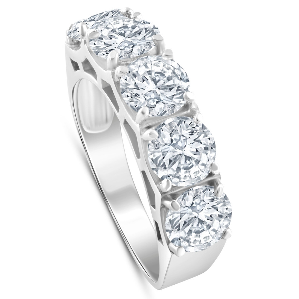 3 3/4Ct 5-Stone Lab Grown Diamond Wedding Ring 14K White Gold (G-H, VS)