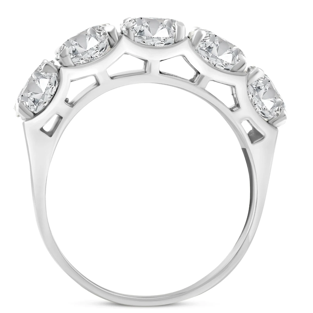 3 3/4Ct 5-Stone Lab Grown Diamond Wedding Ring 14K White Gold (G-H, VS)