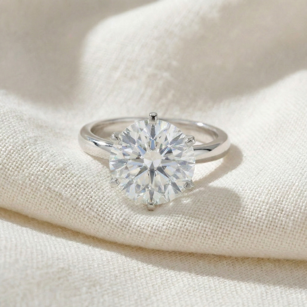 Certified 4Ct Round Diamond Solitaire Engagement Ring 14k Gold Lab Grown (G-H, SI)