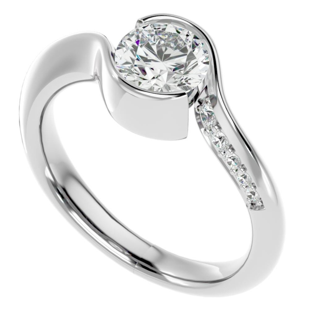 1 1/4Ct Moissanite Bezel Diamond Engagement Ring in 10k White or Yellow Gold (G-H, I1)