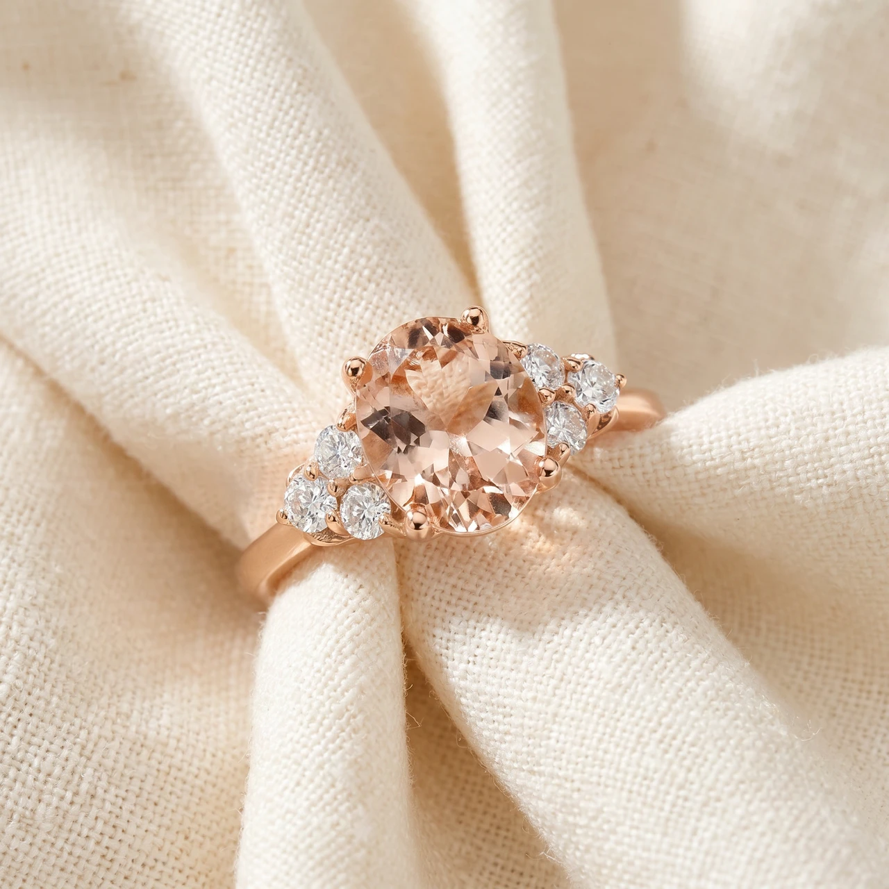2 1/3 cttw Oval Morganite & Diamond Engagement Ring 14k Rose Gold (H-I, I1)