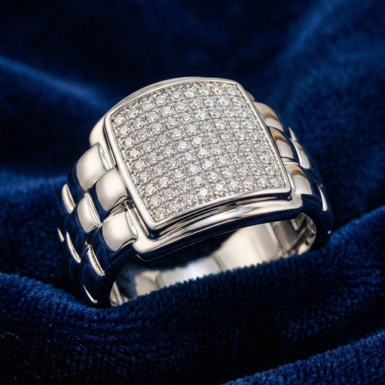 1/4Ct Pave Diamond Men's Wide Ring Lab Grown in White, Yellow, or Rose Gold (G-H, VS)