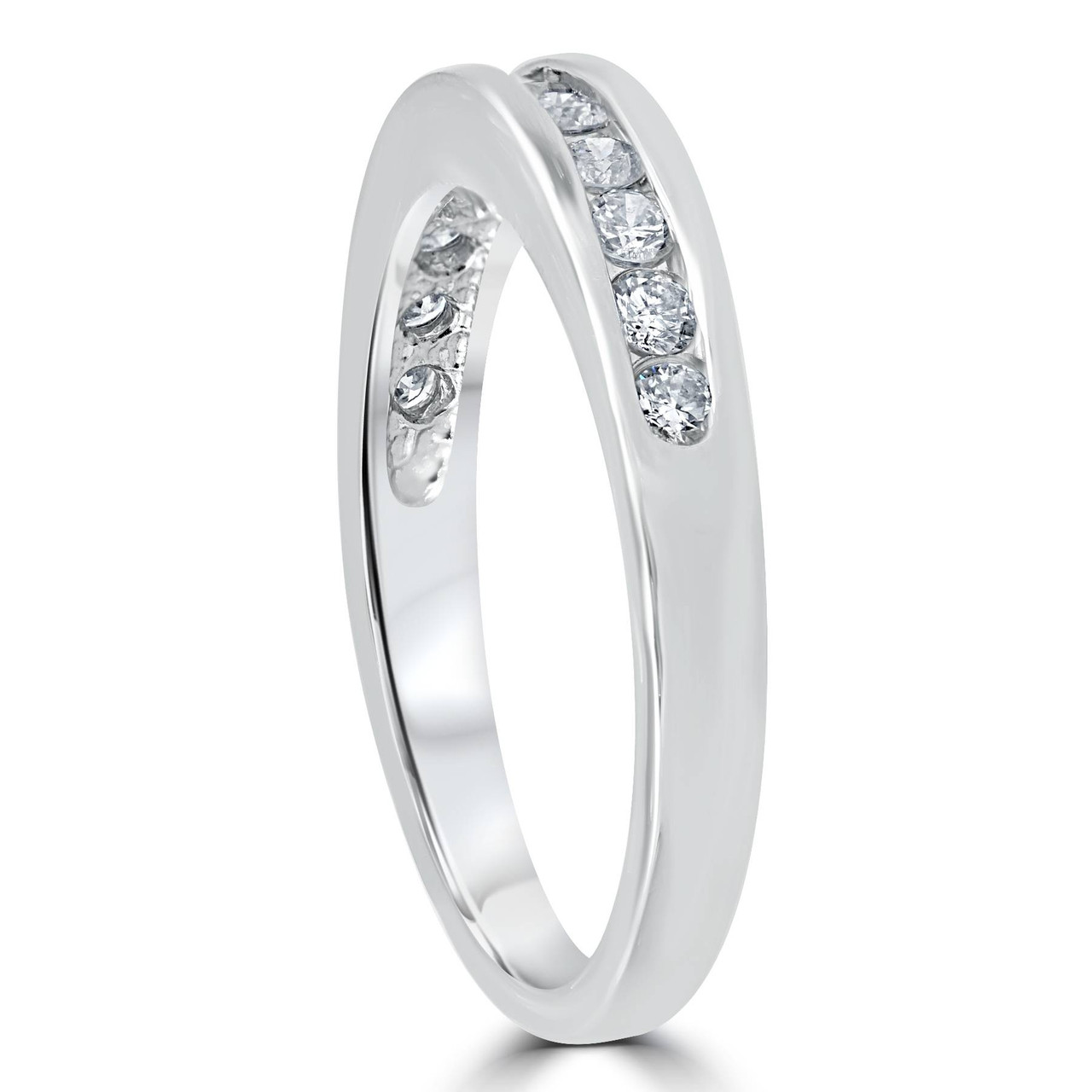 1/3ct Channel Set Diamond Wedding Ring Solid 14K White Gold (G-H, I1)