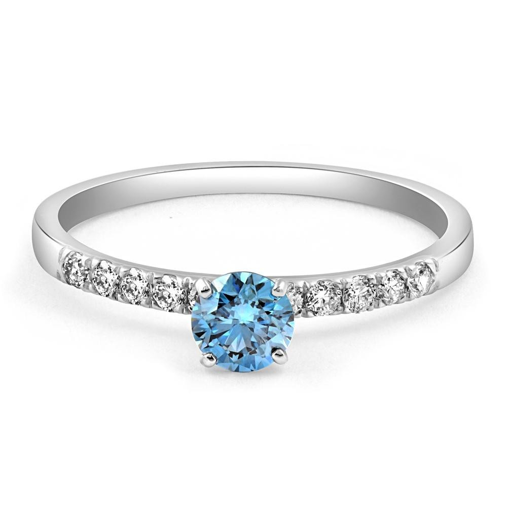 1/2Ct Blue Diamond Engagement Ring in White Gold (G-H, VS)