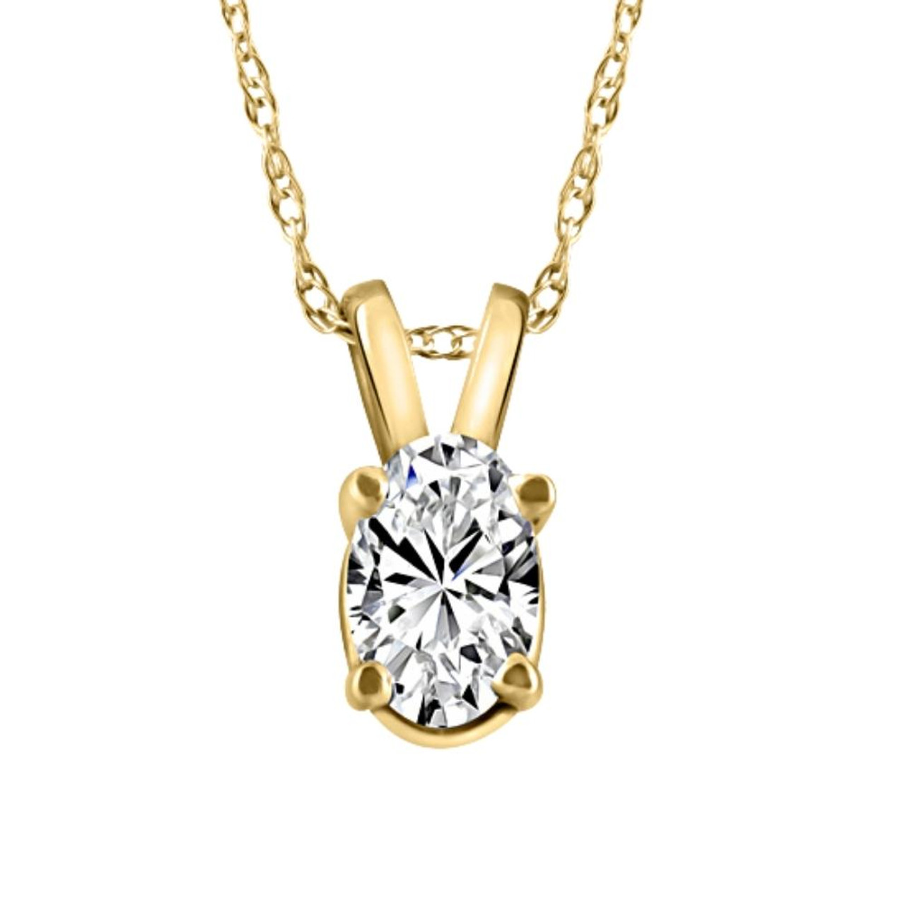 3/8Ct Oval Natural Diamond Solitaire Pendant 14k White or Yellow Gold Necklace (J-K, I2-I3) 3/8Ct Oval Natural Diamond Solitaire Pendant 14k White or Yellow Gold Necklace (J-K, I2-I3)