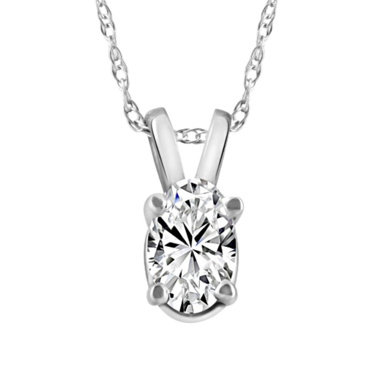 3/8Ct Oval Natural Diamond Solitaire Pendant 14k White or Yellow Gold Necklace (J-K, I2-I3) 3/8Ct Oval Natural Diamond Solitaire Pendant 14k White or Yellow Gold Necklace (J-K, I2-I3)