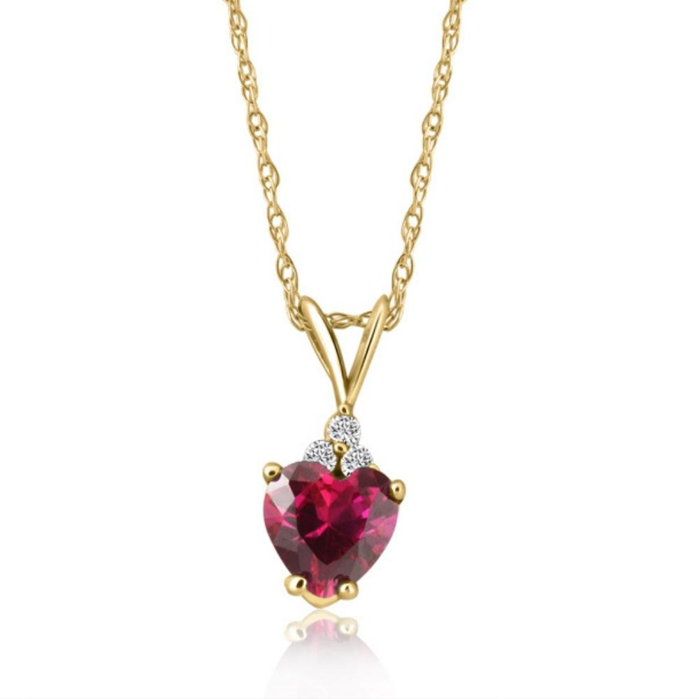 1/2ct Diamond & Ruby Heart Pendant 14K White Yellow or Rose Gold Necklace 1/2" (G-H, I1)