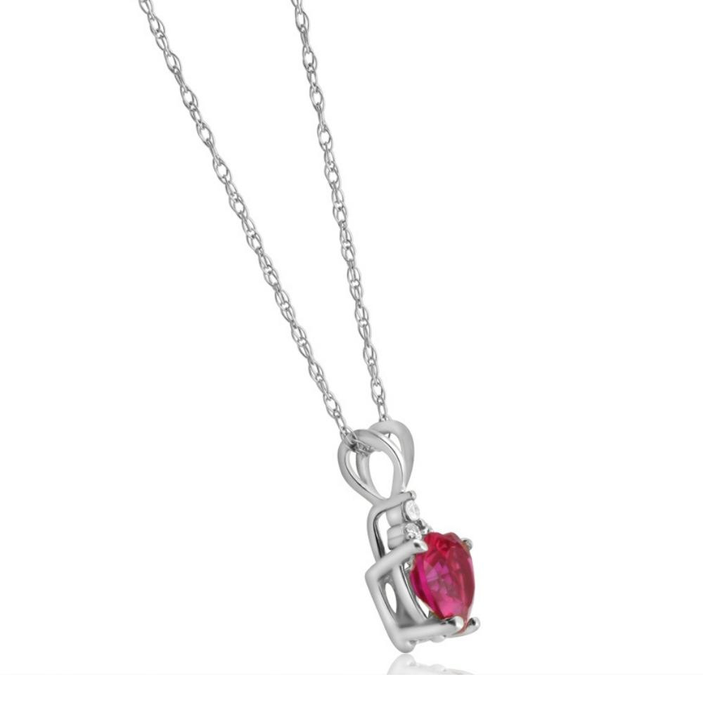 1/2ct Diamond & Ruby Heart Pendant 14K White Yellow or Rose Gold Necklace 1/2" (G-H, I1)