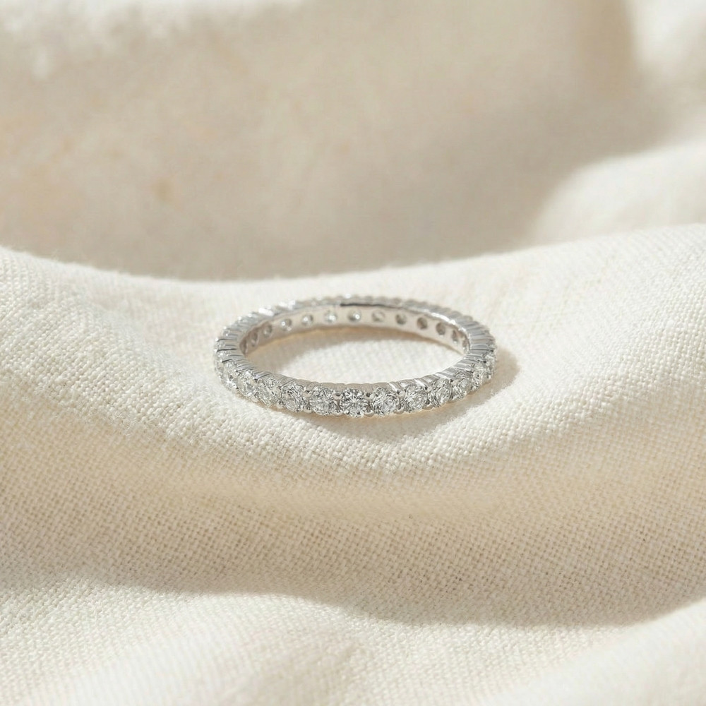 1 Ct Diamond Eternity Lab Grown Ring in White, Yellow, Rose Gold, or Platinum (H-I, SI)