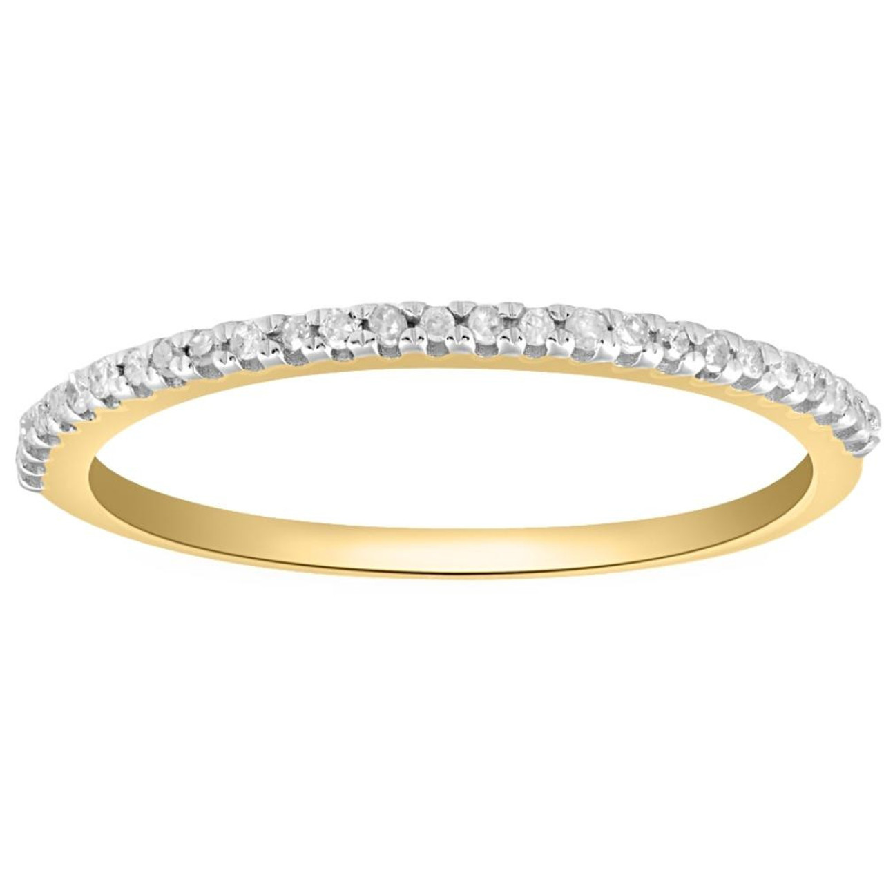 Diamond Wedding Ring Yellow Gold Stackable Anniversary Band (I-J, I2-I3) Diamond Wedding Ring Yellow Gold Stackable Anniversary Band (I-J, I2-I3)