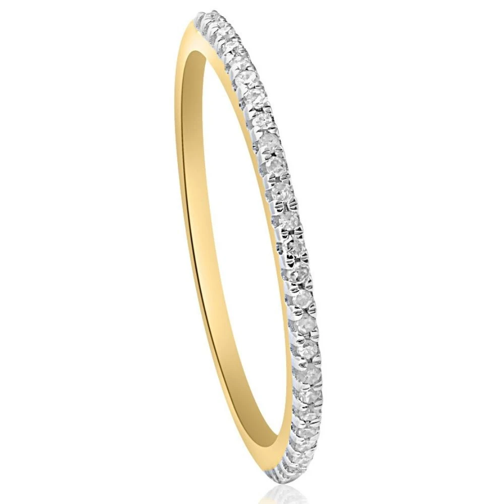 Diamond Wedding Ring Yellow Gold Stackable Anniversary Band (I-J, I2-I3)