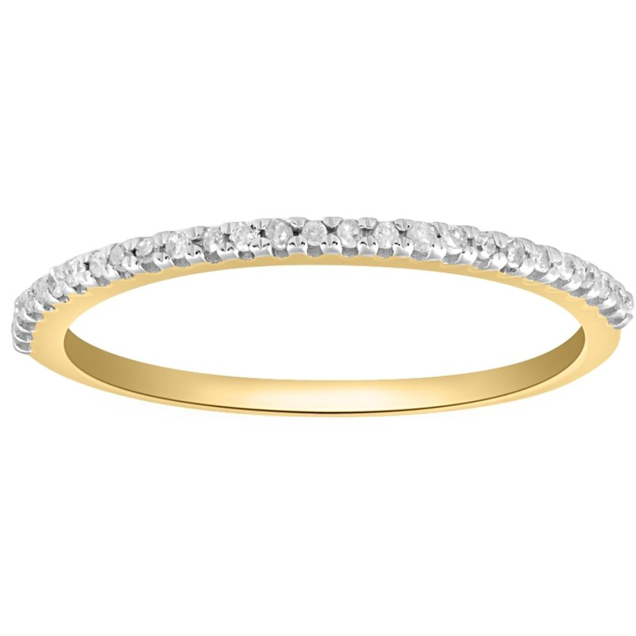 Diamond Wedding Ring Yellow Gold Stackable Anniversary Band (I-J, I2-I3) Diamond Wedding Ring Yellow Gold Stackable Anniversary Band (I-J, I2-I3)