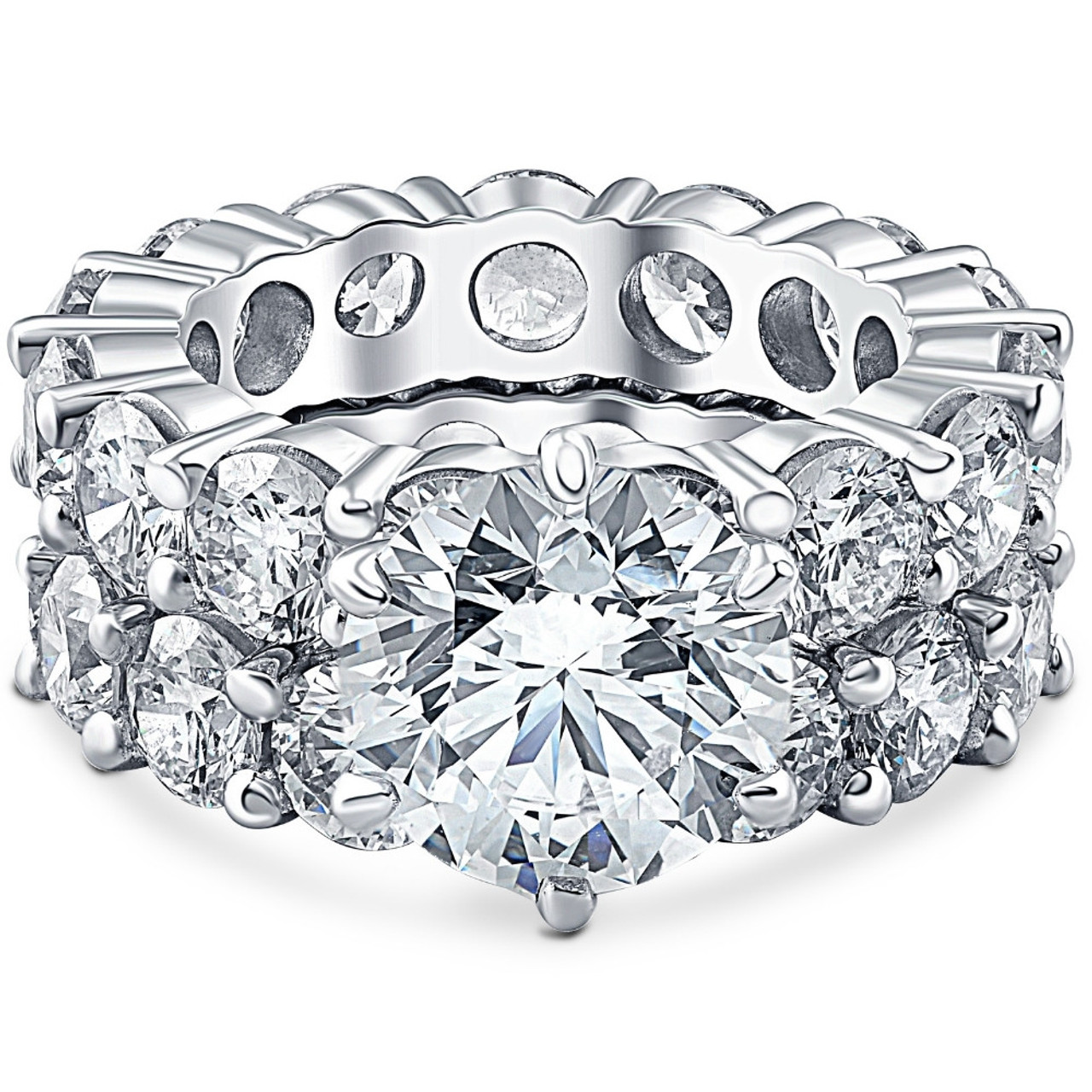 9Ct Diamond Eternity Engagement Ring Set White, Yellow, or Rose Gold Lab Grown (G-H, VS) 9Ct Diamond Eternity Engagement Ring Set White, Yellow, or Rose Gold Lab Grown (G-H, VS)