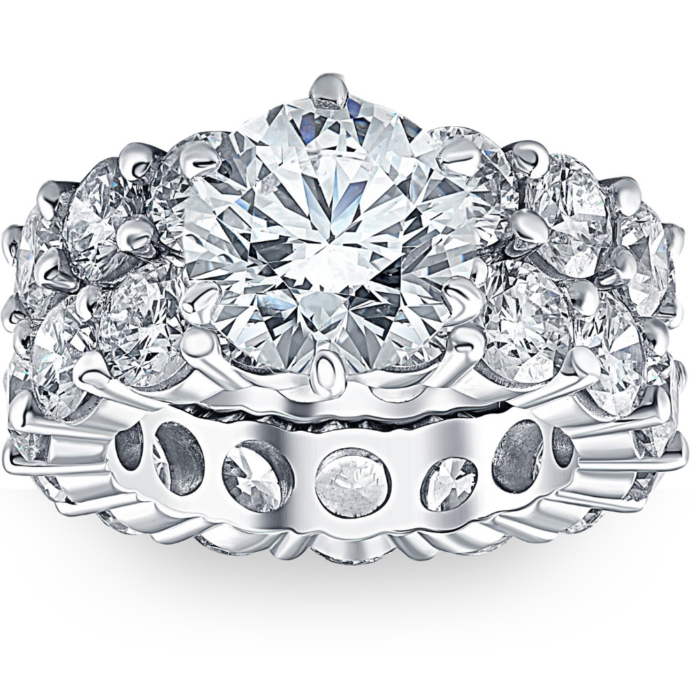 9Ct Diamond Eternity Engagement Ring Set White, Yellow, or Rose Gold Lab Grown (G-H, VS)