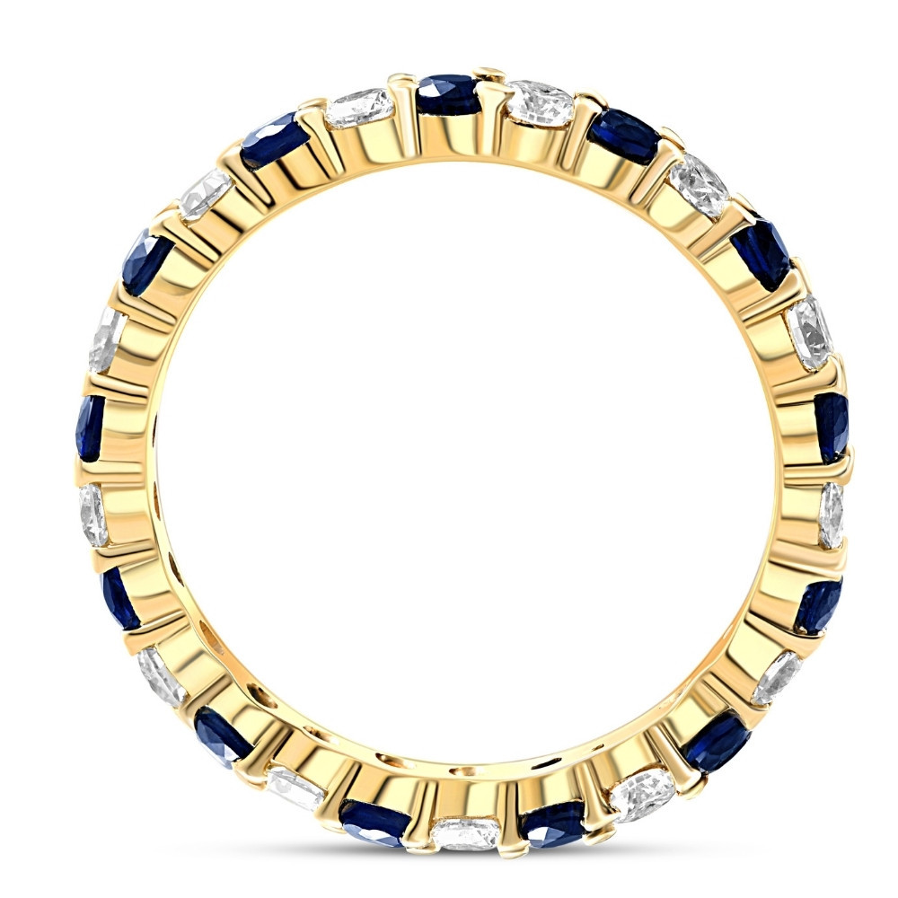 1 1/2ct Diamond Sapphire Eternity Ring 14K Yellow Gold (H-I, I1)